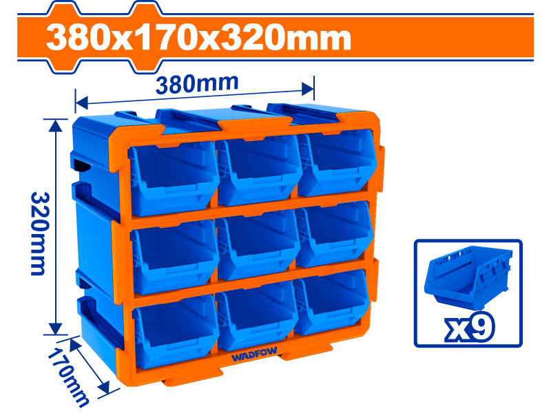 Wadfow Storage Tower Set 380x170x320mm Bin 9pcs