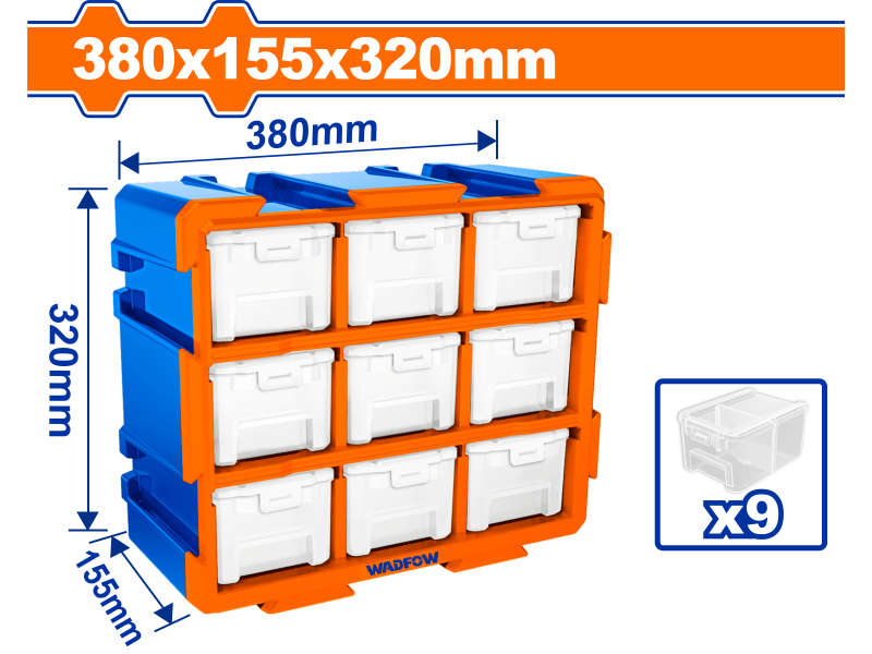 Wadfow Storage Tower Set 380x155x320mm Bin 9pcs