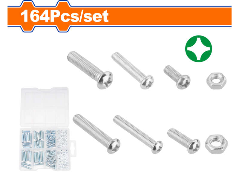 Wadfow Screw Threaded Acc Set 4mm 164pcs