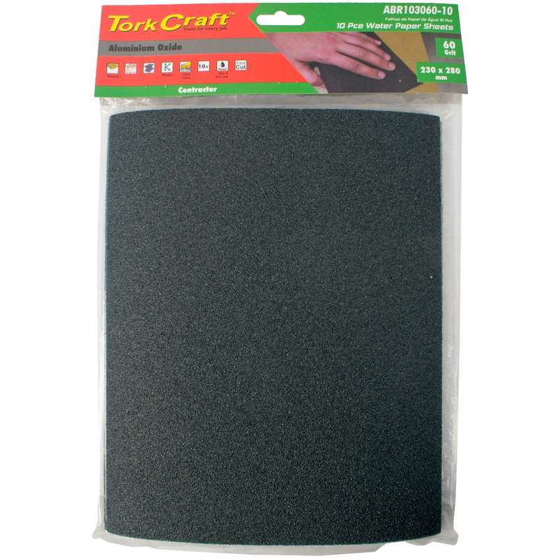 Tork Craft Water Paper 230 X 280mm 60 Grit Wet & Dry 10 Per Pack Std