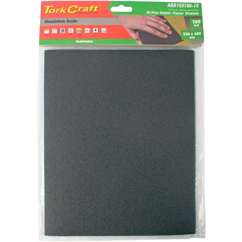 Tork Craft Water Paper 230 X 280mm 100 Grit Wet & Dry 10 Per Pack Std