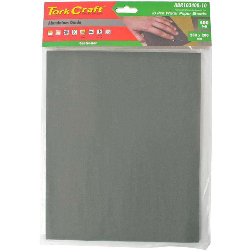 Tork Craft Water Paper 230 X 280mm 400 Grit Wet & Dry 10 Per Pack Std