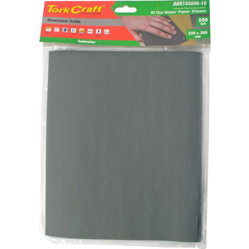 Tork Craft Water Paper 230 X 280mm 600 Grit Wet & Dry 10 Per Pack Std