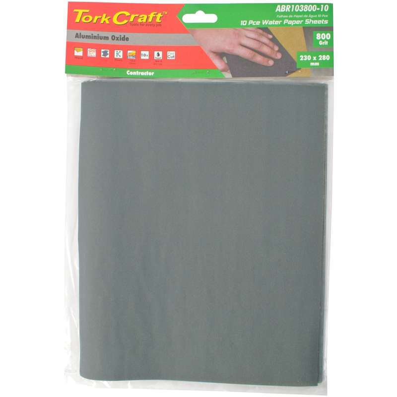Tork Craft Water Paper 230 X 280mm 800 Grit Wet & Dry 10 Per Pack Std