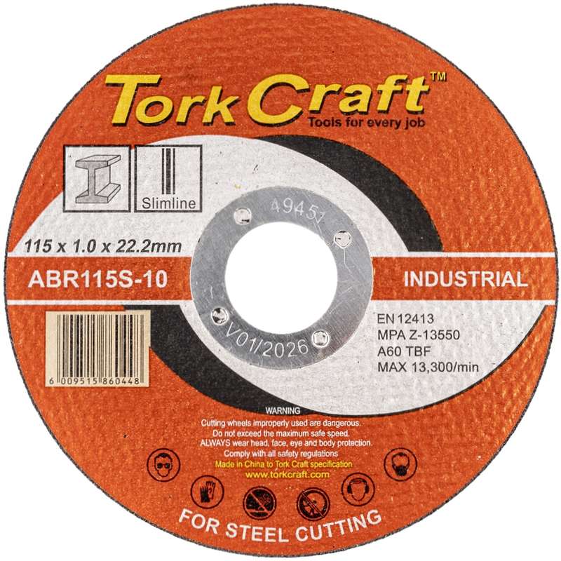 Tork Craft Cutting Disc Industrial Metal 115 X 1.0 X 22.2 Mm
