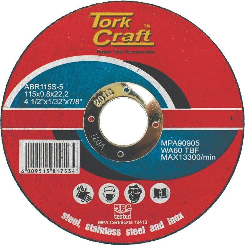 Tork Craft Cutting Disc Steel & Ss 115 X 0.8 X 22.2 Mm
