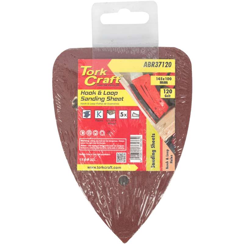Tork Craft Sanding Tri - 120 Grit 145 X 145 X 100mm 5/pack For Tcms Hook And Loop