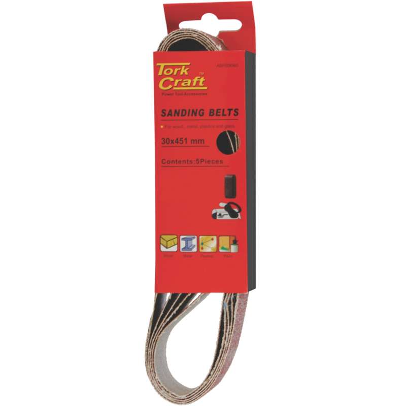 Tork Craft Sanding Belt 30 X 451 Power Hole 60 Grit 5/pk