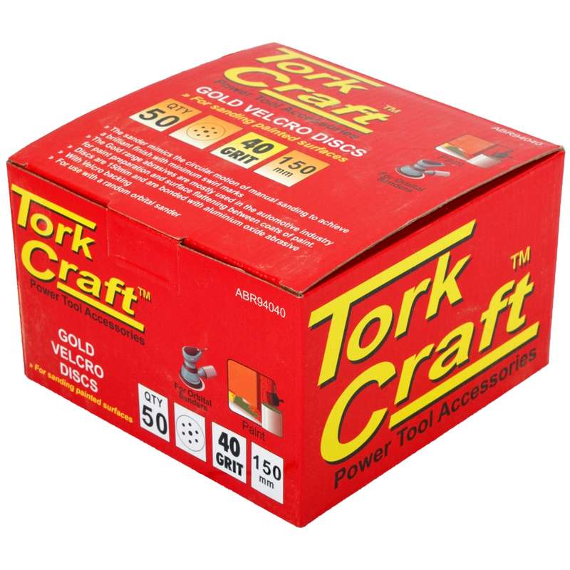 Tork Craft Gold Disc (50 Pieces) 40 Grit 150mm X 6+1 Holes Hook And Loop