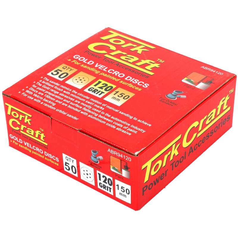 Tork Craft Gold Disc (50 Pieces) 120 Grit 150mm X 6+1 Holes Hook And Loop