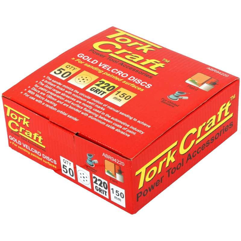 Tork Craft Gold Disc (50 Pieces) 220 Grit 150mm X 6+1 Holes Hook And Loop