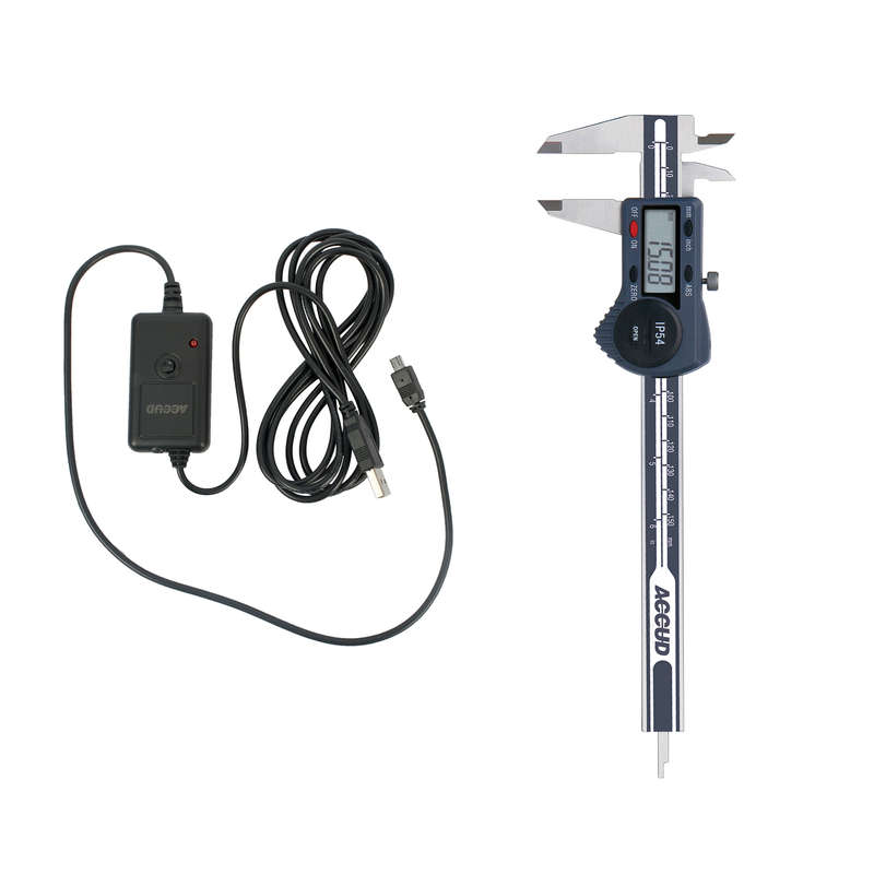Accud Dig. Caliper 200mm 0.03mm Acc. S/steel + Data Cable 100-11