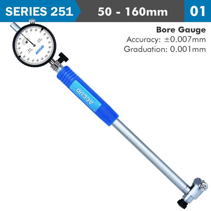 Accud Precision Dial Bore Gauge 50-160mm 0.007mm Acc. 0.001mm Grad.