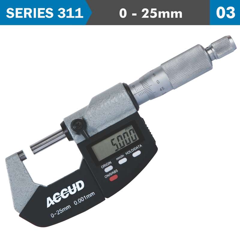 Accud Digital Outside Micrometer 0-25mm 0.001m