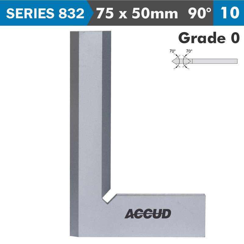 Accud Beveled Edge Square 90 Deg. Grade 0 75x50mm