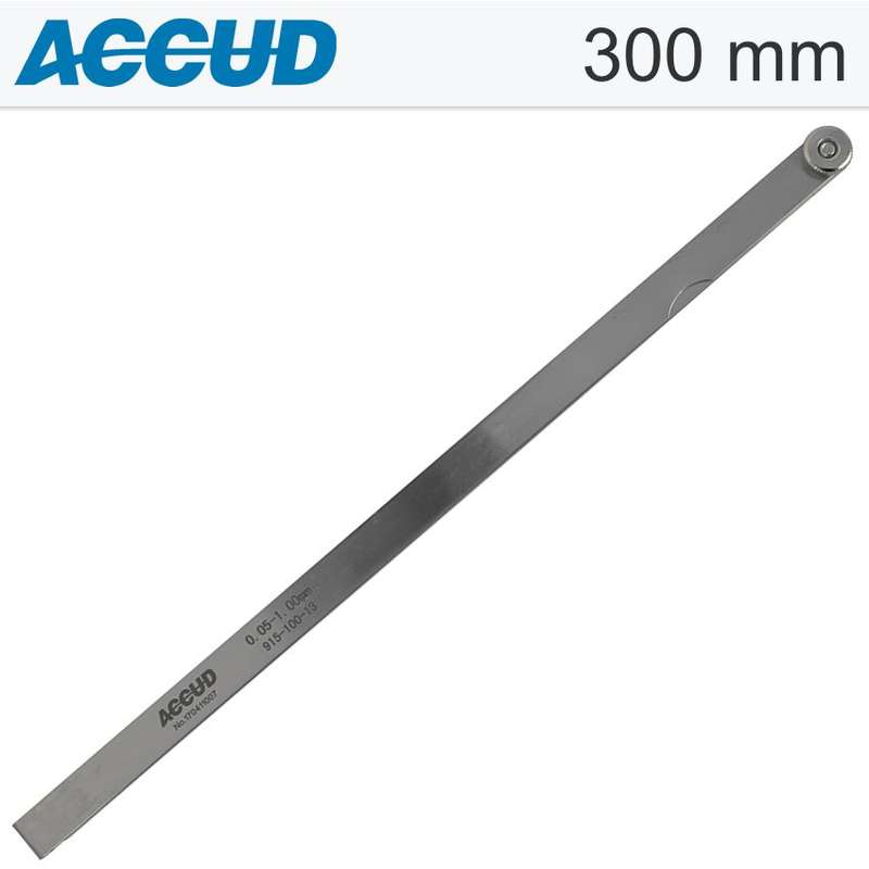 Accud Long Feeler Gauge 300mm 0.05-1.00 13 Leaves Din2275