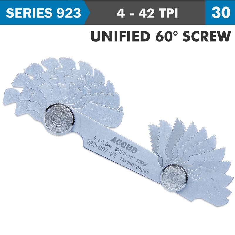 Accud Pitch Gauge 4-42tpi 30 Leaves Unified 60deg. Screw 0.07mm Acc.