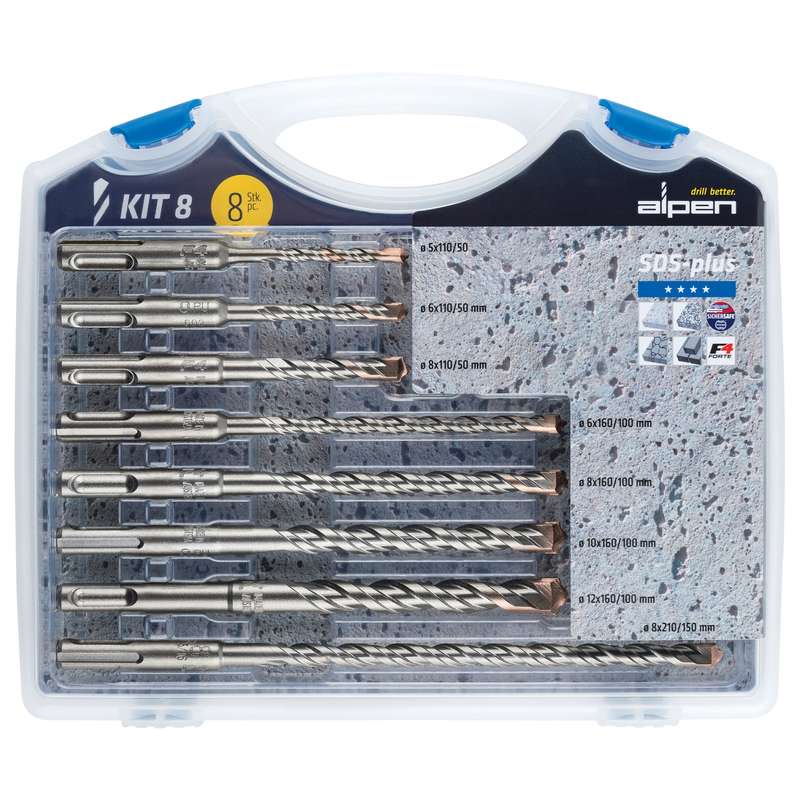 Alpen Sds Plus Drill Bit Set 8 Piece In Plastic Carry Case