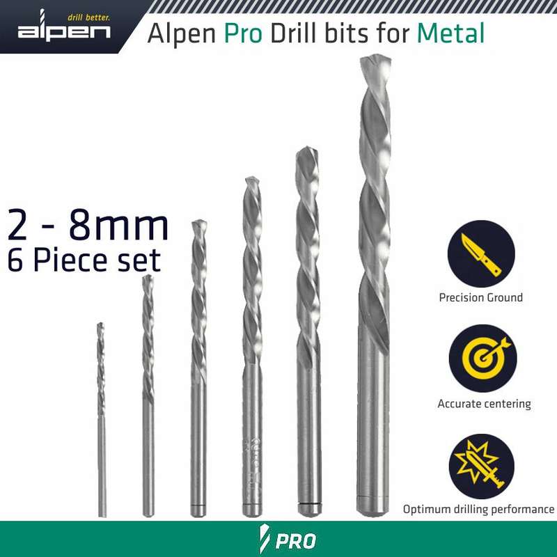 Alpen Hss Pro Drill Bit Set 6 Piece 2 - 8mm 111806100