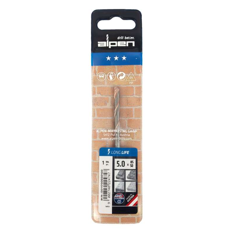Alpen Masonry Drill Bit Long Life 5 X 85mm