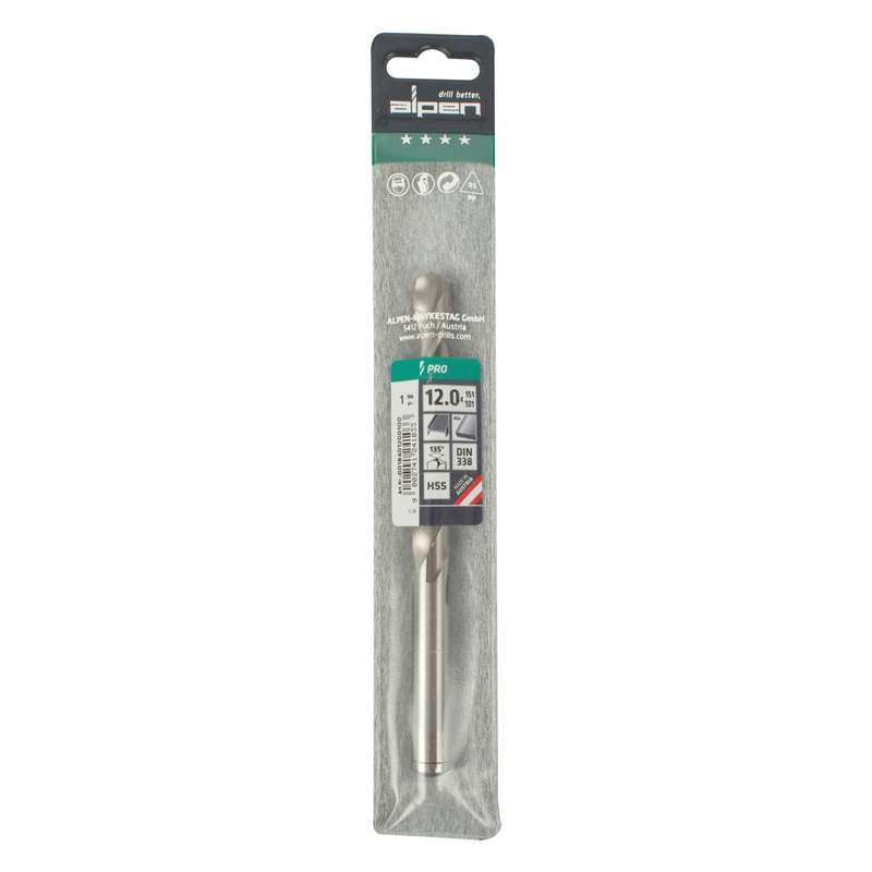 Alpen Pro Hss 12mm Drill Din 338 Rn 135 Split Point Plastic Wallet