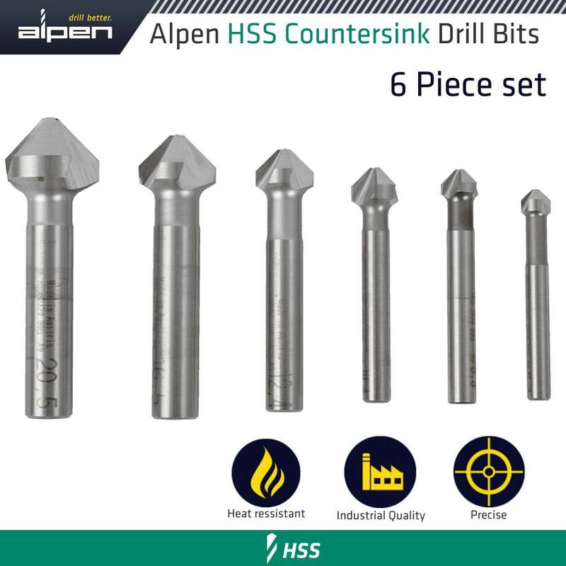 Alpen Hss Countersink Set 90 Different Partition 6 Pcs 6.3 8.3 10.4 16
