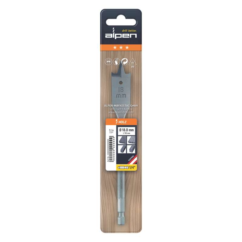 Alpen Spade Bit 18mmx152mm