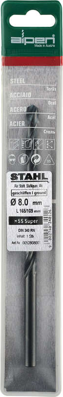 Alpen Hss Super Drill Bit Long 8 X 165mm Pouch