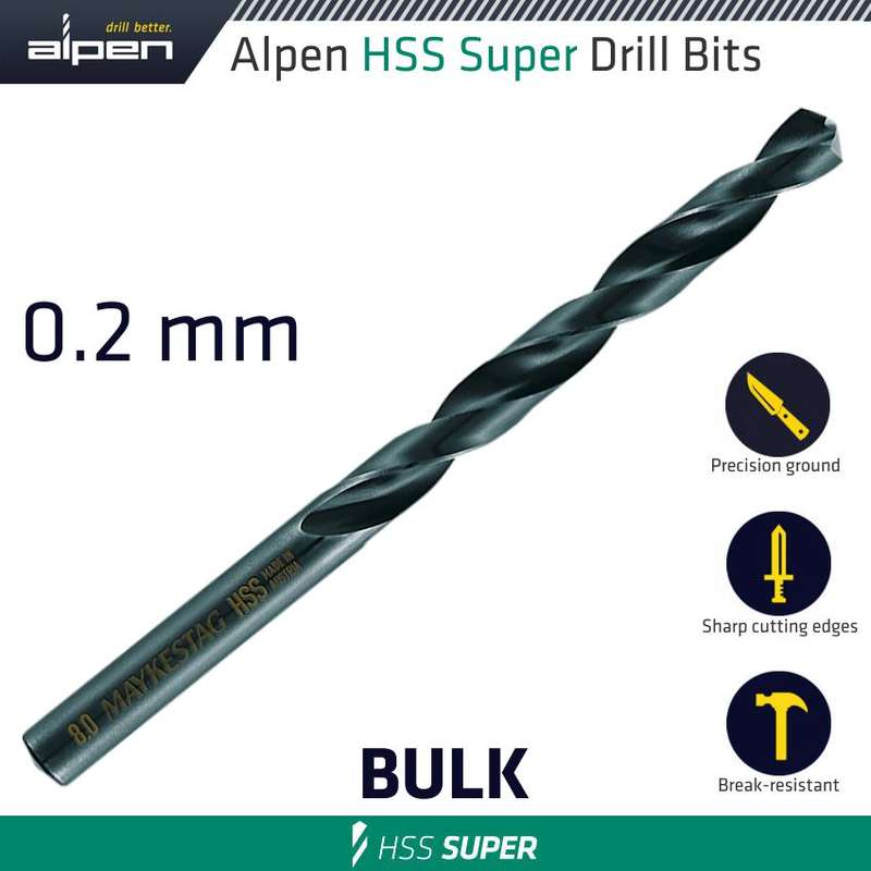 Alpen Hss Super Drill Bit 0.2mm Bulk