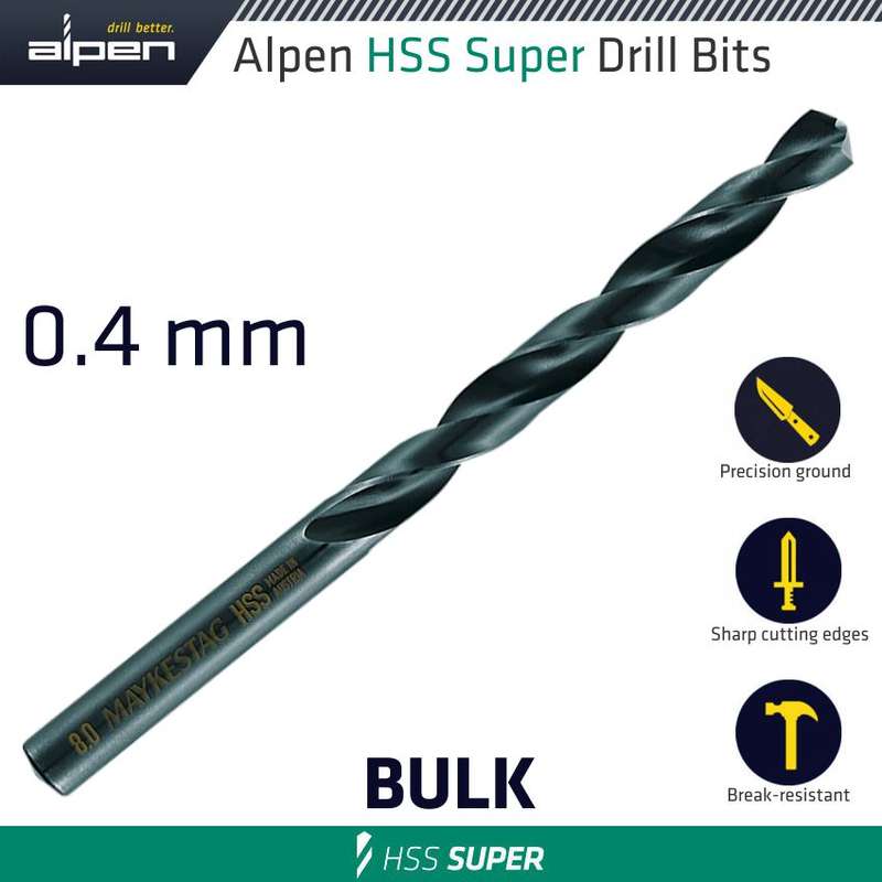 Alpen Hss Super Drill Bit 0.4mm Bulk