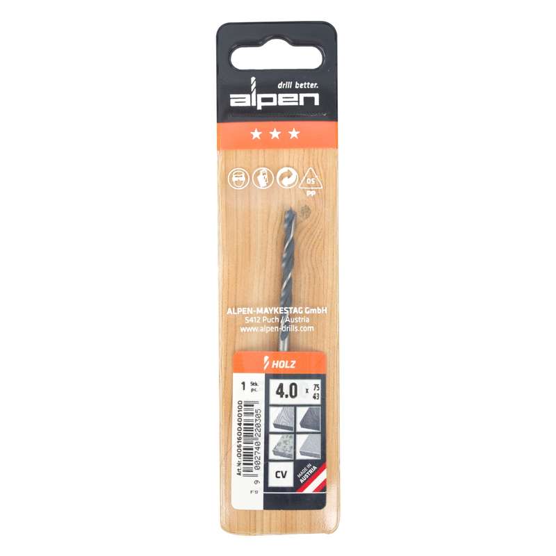 Alpen Wood Drill Bit 4 X 75mm