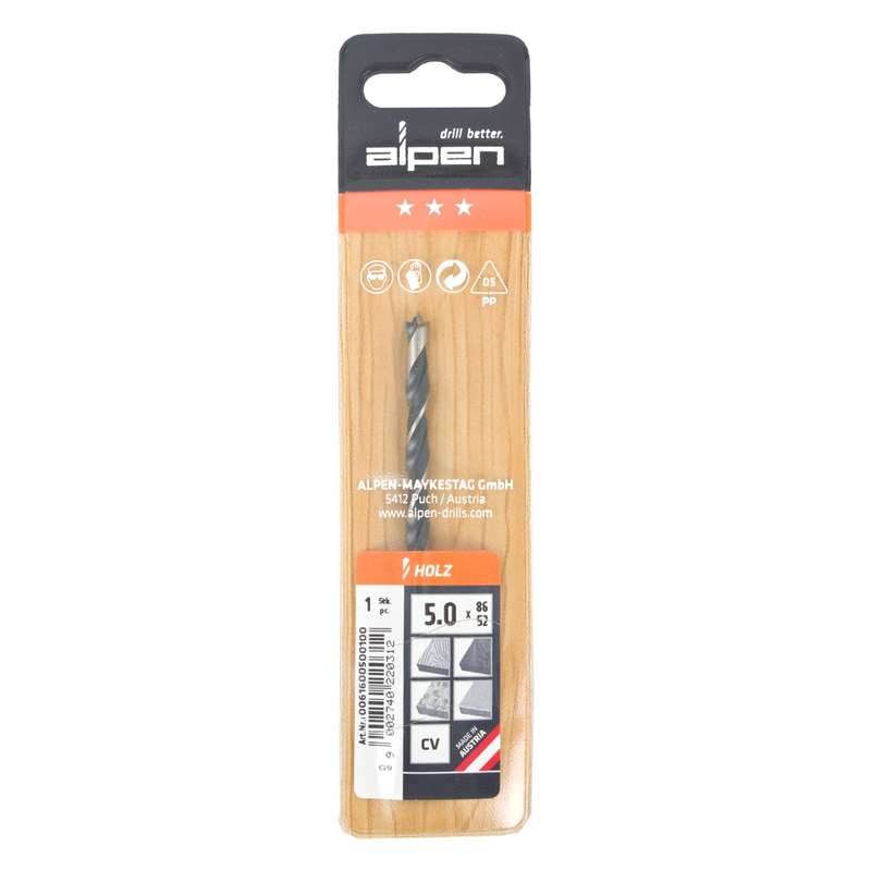 Alpen Wood Drill Bit 5 X 86mm