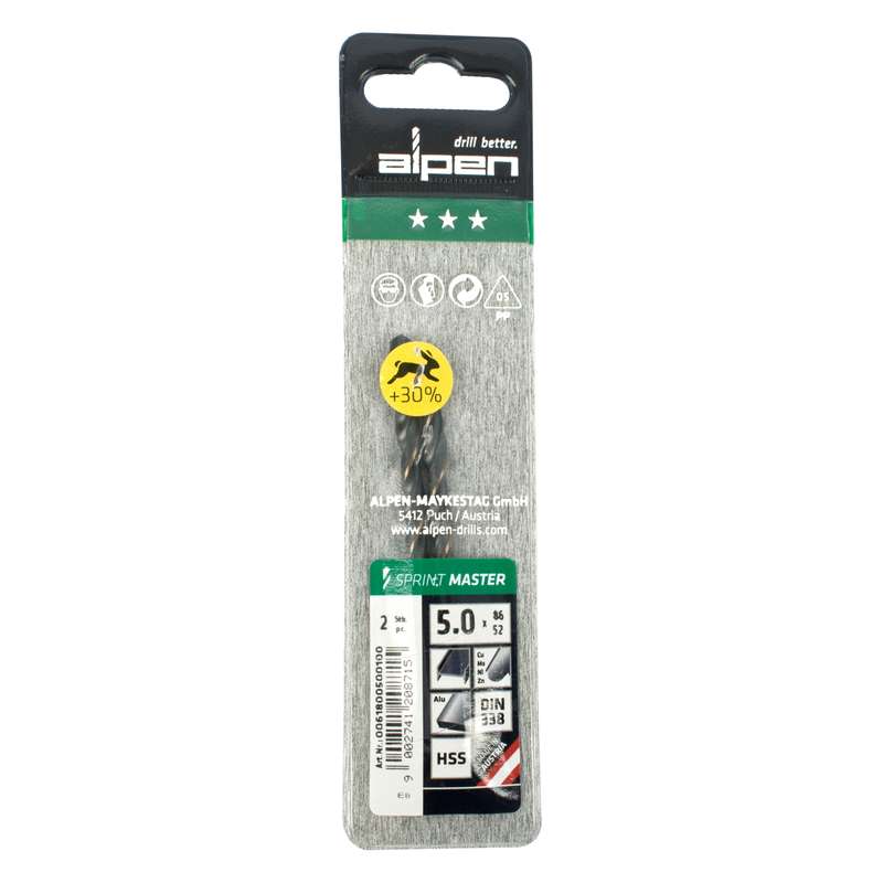 Alpen Hss Sprint Master  5.0mm X2 Sleeved Din338 Alpen Drill Bit