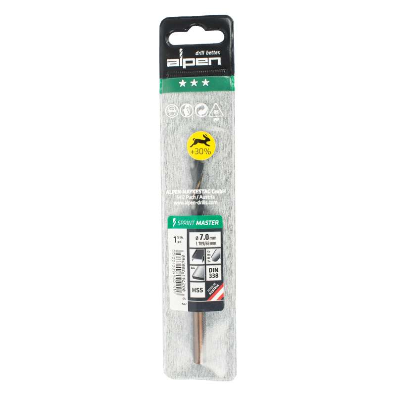 Alpen Hss Sprint Master  7.0mm X1 Sleeved Din338 Alpen Drill Bit