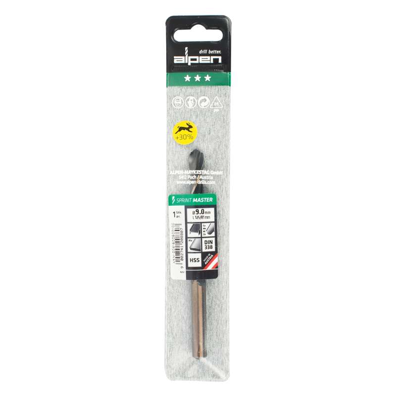 Alpen Hss Sprint Master  9.0mm X1 Sleeved Din338 Alpen Drill Bit