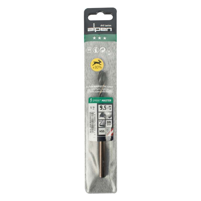 Alpen Hss Sprint Master  9.5mm X1 Sleeved Din338 Alpen Drill Bit