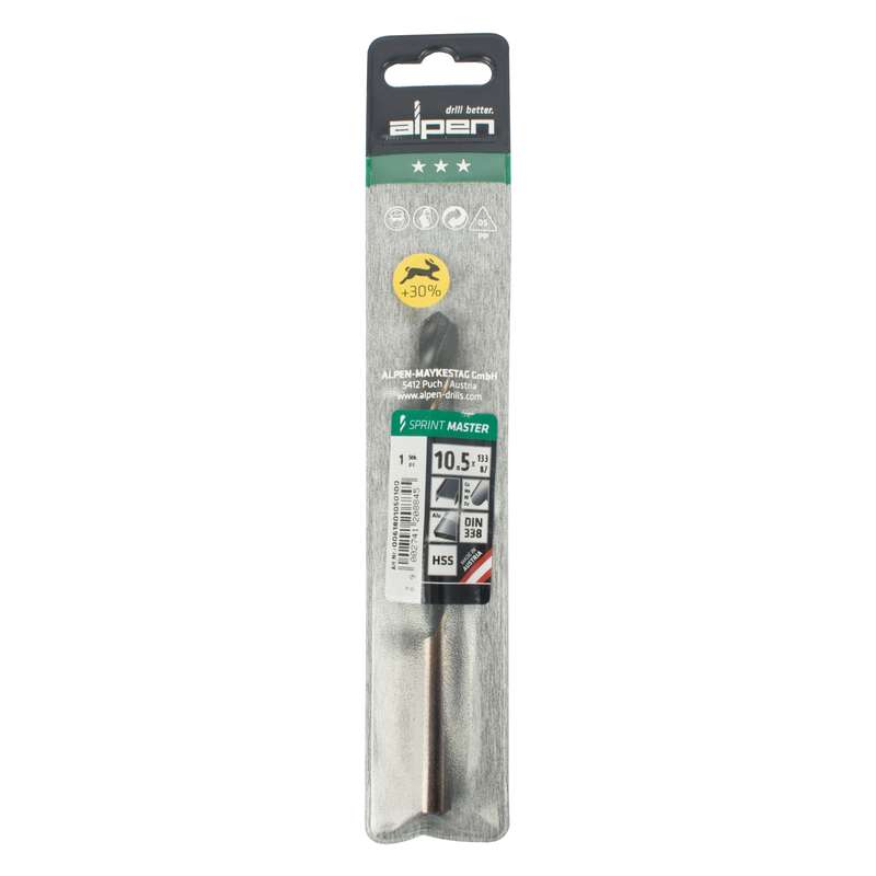 Alpen Hss Sprint Master  10.5mm X1 Sleeved Din338 Alpen Drill Bit