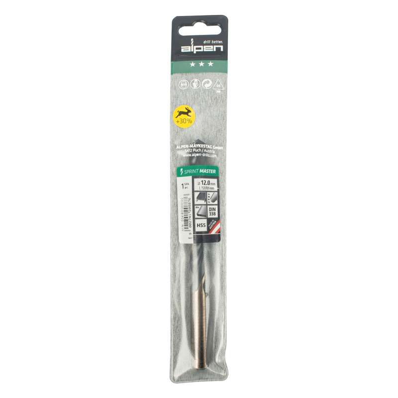 Alpen Hss Sprint Master  12.0mm X1 Sleeved Din338 Alpen Drill Bit