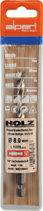 Alpen Hss Wood Bit 6mm Hex Shank