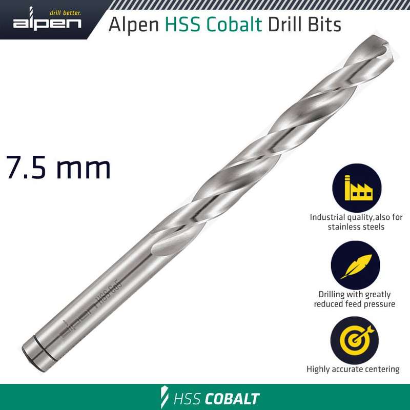 Alpen Hss Cobalt Drill Bit 7.5mm