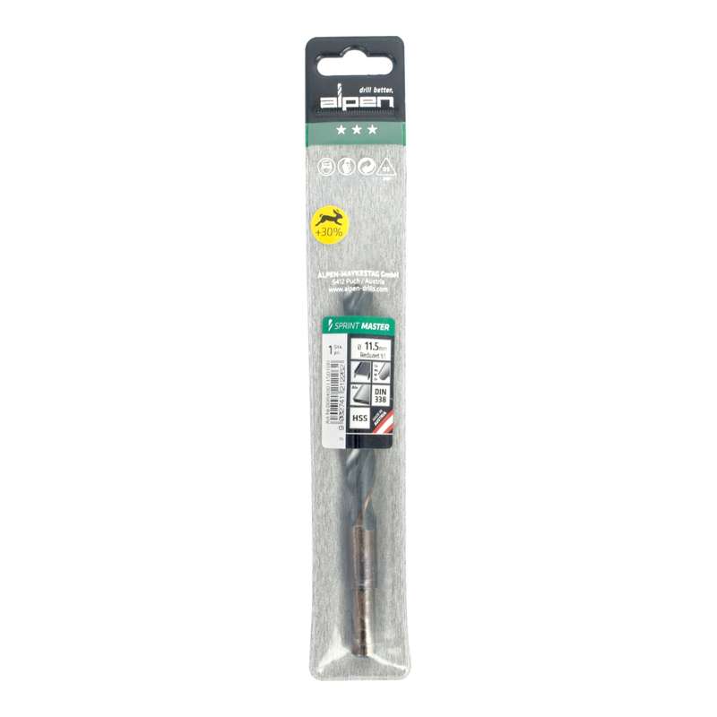Alpen Hss Sprint Master 11.5mm Red Shank 9.5mm X1 Sleeved Din338 Alpen Drill