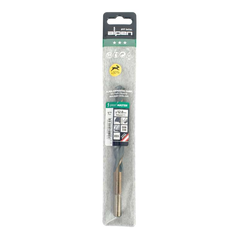 Alpen Hss Sprint Master 12.0mm Red Shank 9.5mm X1 Sleeved Din338 Alpen Drill