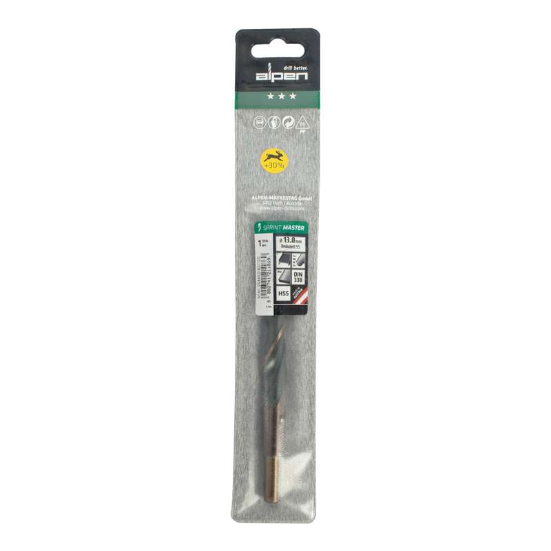 Alpen Hss Sprint Master 13.0mm Red Shank 9.5mm X1 Sleeved Din338 Alpen Drill