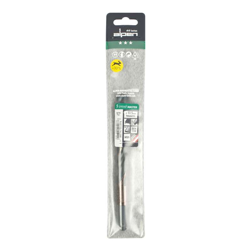 Alpen Hss Sprint Master 13.5mm Red Shank 9.5mm X1 Sleeved Din338 Alpen Drill