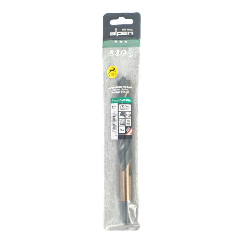 Alpen Hss Sprint Master 15.5mm Red Shank 9.5mm X1 Sleeved Din338 Alpen Drill