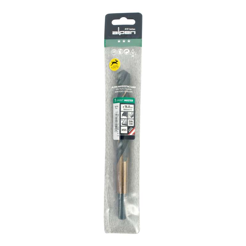 Alpen Hss Sprint Master 16.0mm Red Shank 9.5mm X1 Sleeved Din338 Alpen Drill