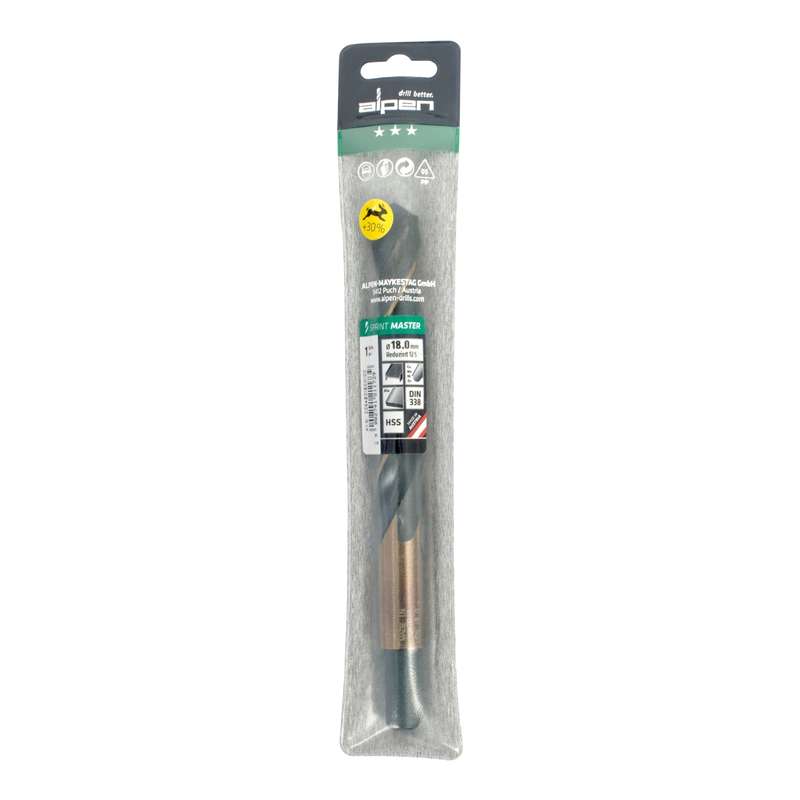 Alpen Hss Sprint Master 18.0mm Red Shank 12.5mm X1 Sleeved Din338 Alpen Dril