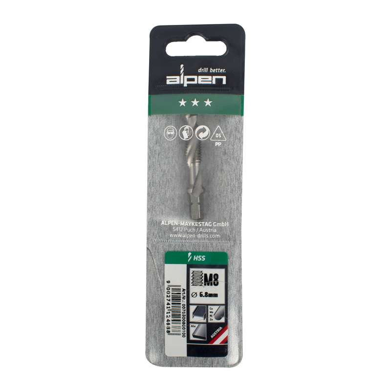 Alpen Combination Tap Plw M8 1/4\' Shank