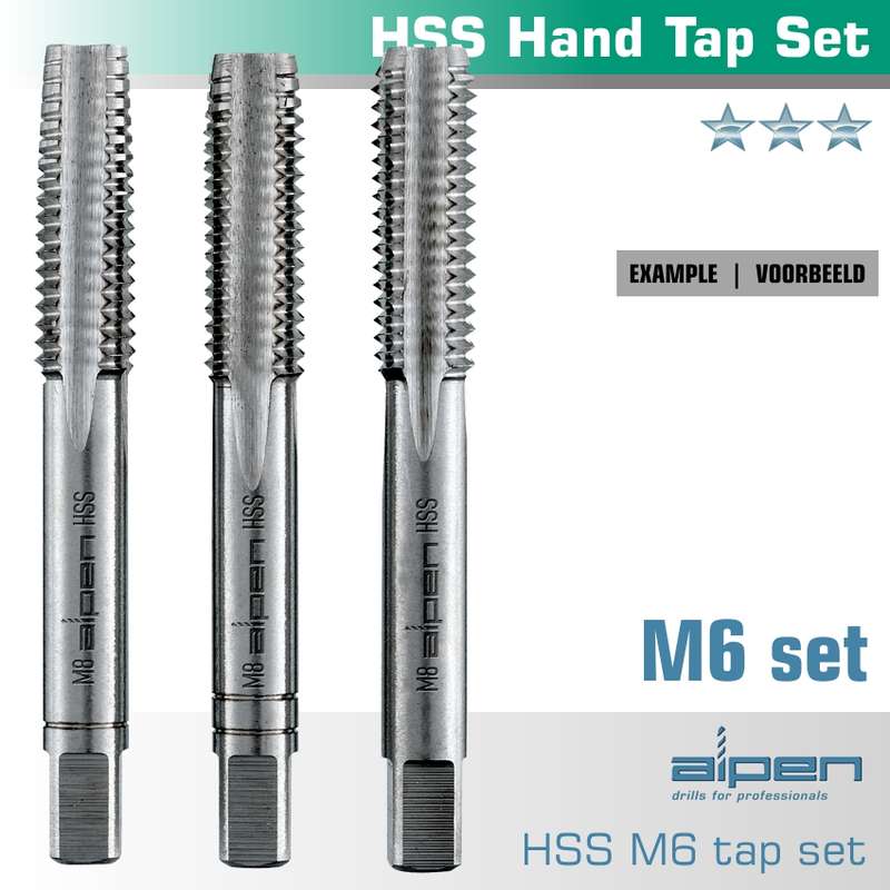 Alpen Hand Tap Set In Pouch M6 Hss 1.0mm Pitch
