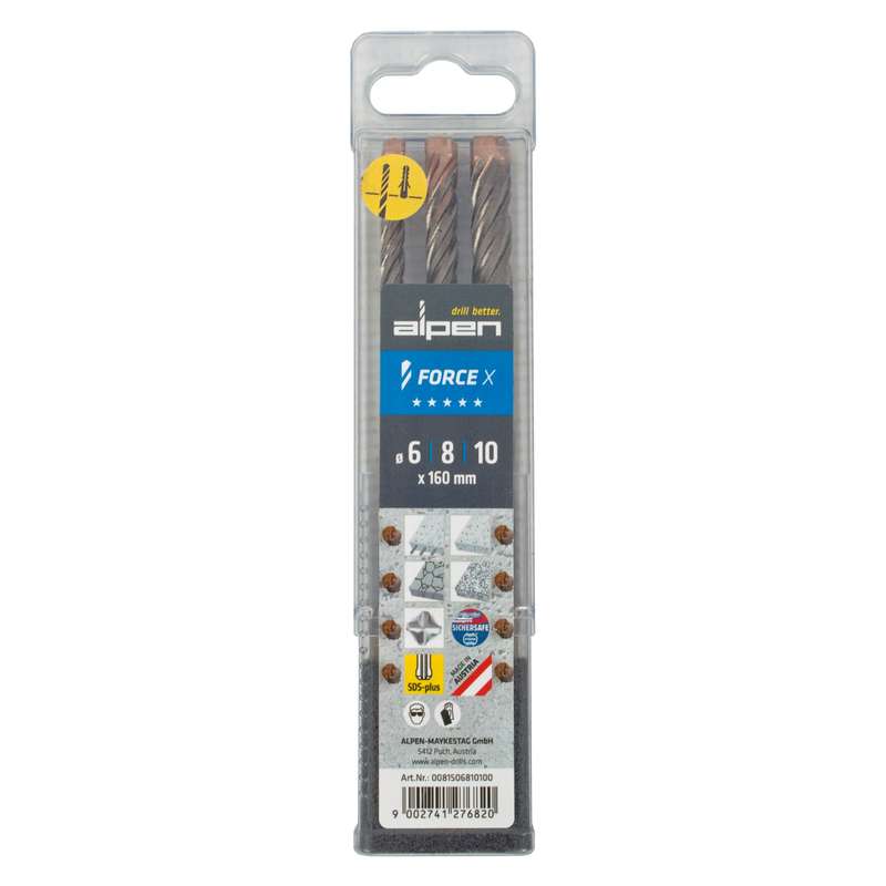 Alpen Force X Sds Set 3 Pcs 6/8/10 Mm X 160